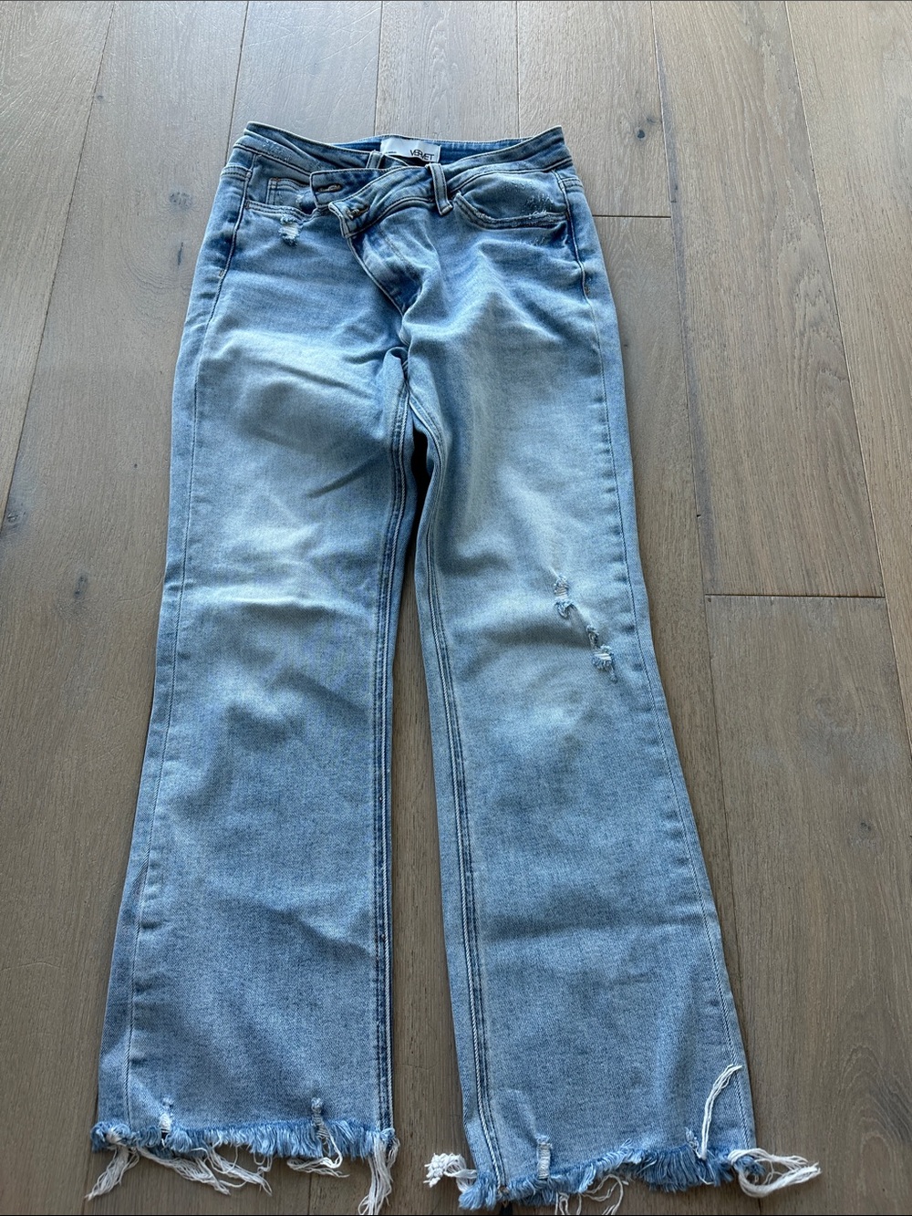 Vervet Light Blue Distressed Wide-Leg Jeans